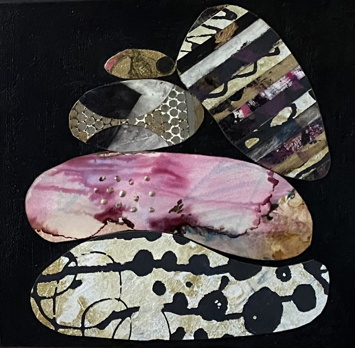 collage papers and resin